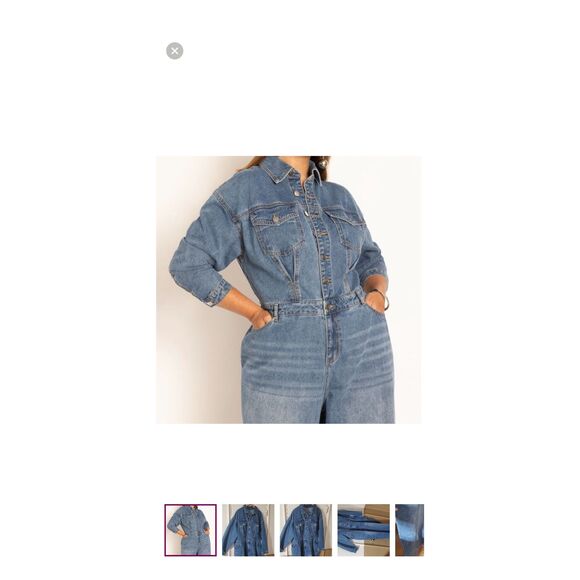 Eloquii blue Denim wide leg Jumpsuit Size 22 - Picture 4 of 11